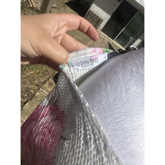 Luisa Ricci Made in Italy Womens Floral Dolman Sleeve Knit Boxy Sweater Pullover - Picture 7 of 7